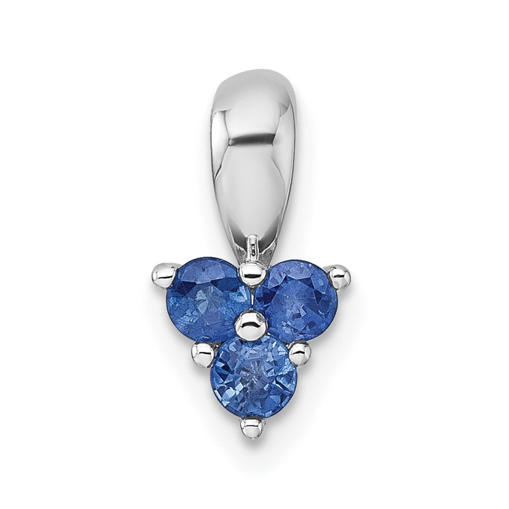 Sterling Silver Rhodium-plated Polished Sapphire Pendant