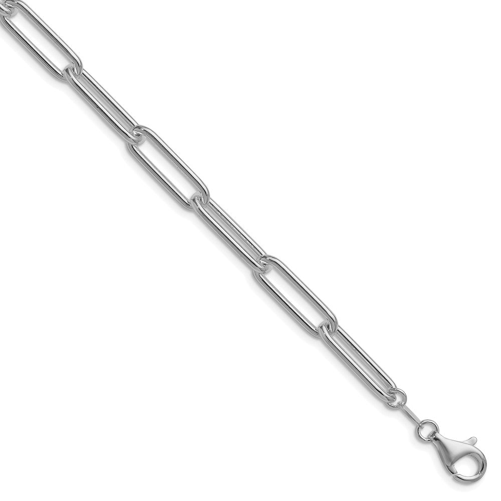 Sterling Silver Rhodium-plated Polished 6.5mm Paperclip Chain