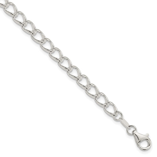Sterling Silver Amore La Vita Rhodium-pl Curb Chain Charm Bracelet