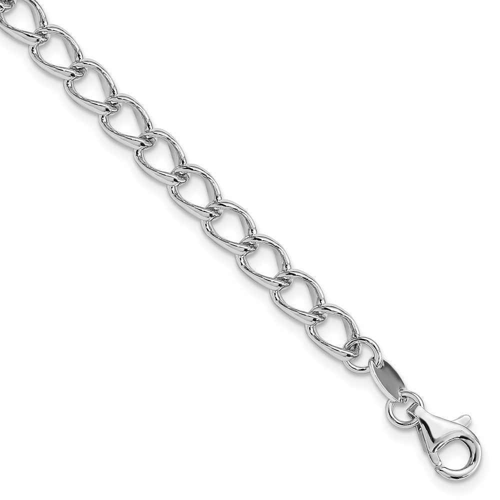 Sterling Silver Amore La Vita Rhodium-pl Curb Chain Charm Bracelet