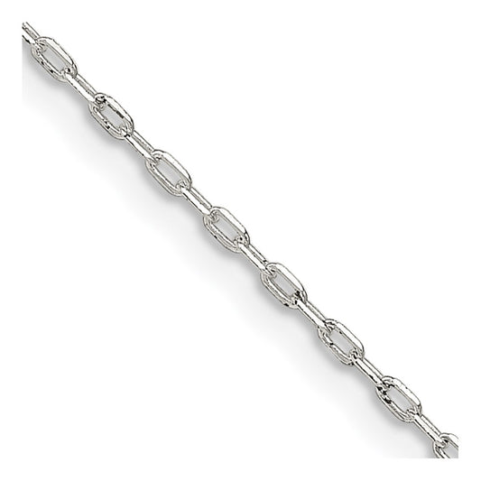Sterling Silver 1mm Diamond-cut Long Link Cable Chain w/2in ext.