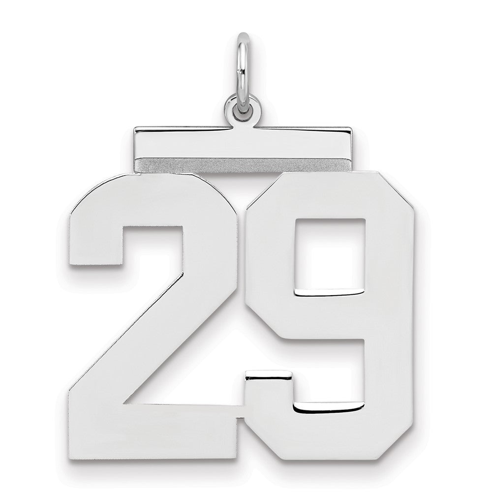 Sterling Silver/Rhodium-plated Polished Number 29 Charm