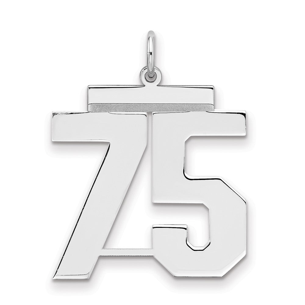 Sterling Silver/Rhodium-plated Polished Number 75 Charm
