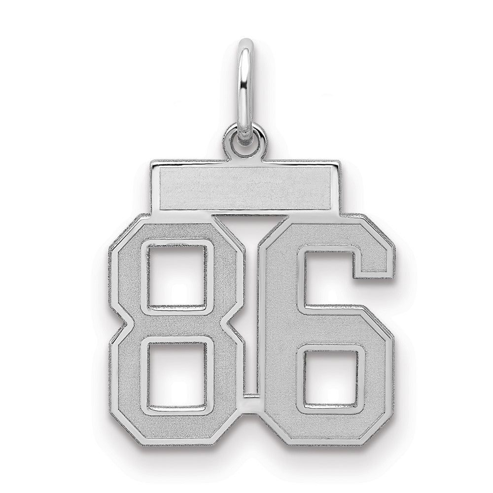 Sterling Silver/Rhodium-plated Satin Number 86 Charm
