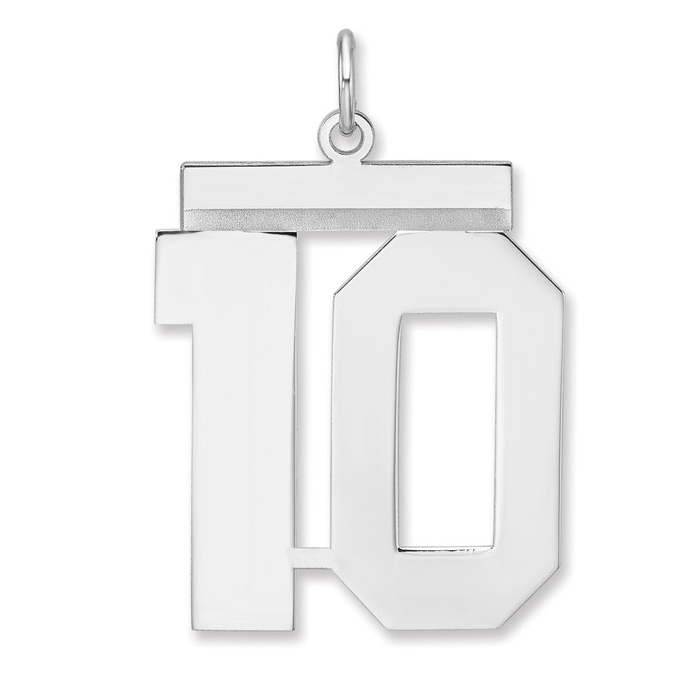 Sterling Silver/Rhodium-plated Polished Number 10 Charm
