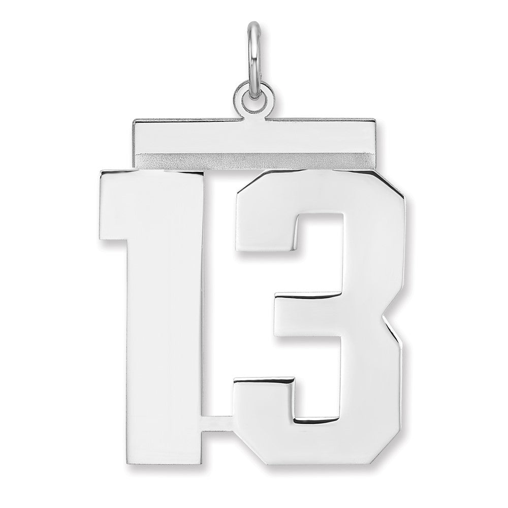 Sterling Silver/Rhodium-plated Polished Number 13 Charm