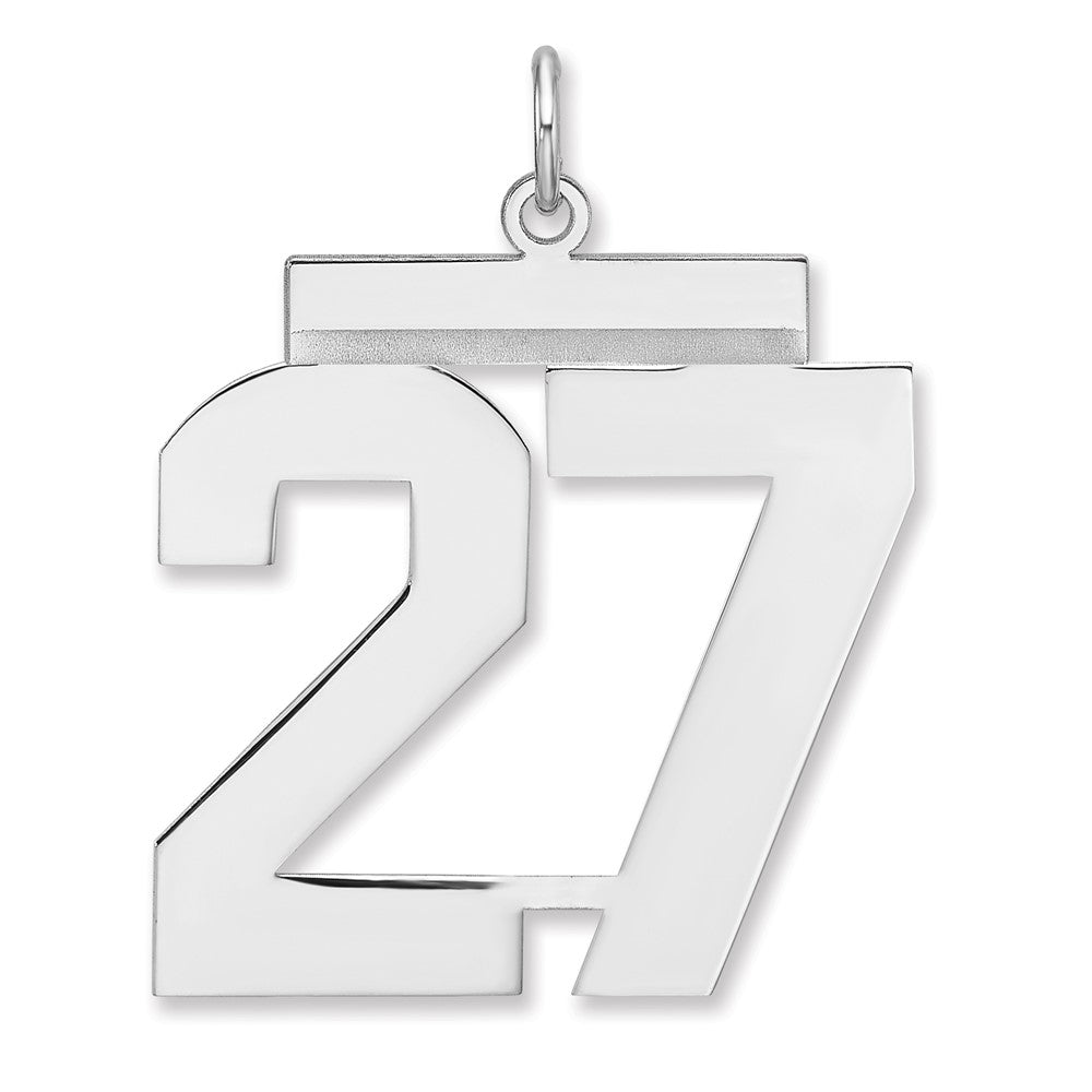 Sterling Silver/Rhodium-plated Polished Number 27 Charm