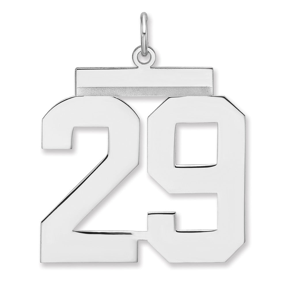 Sterling Silver/Rhodium-plated Polished Number 29 Charm
