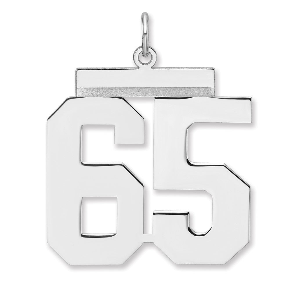 Sterling Silver/Rhodium-plated Polished Number 65 Charm