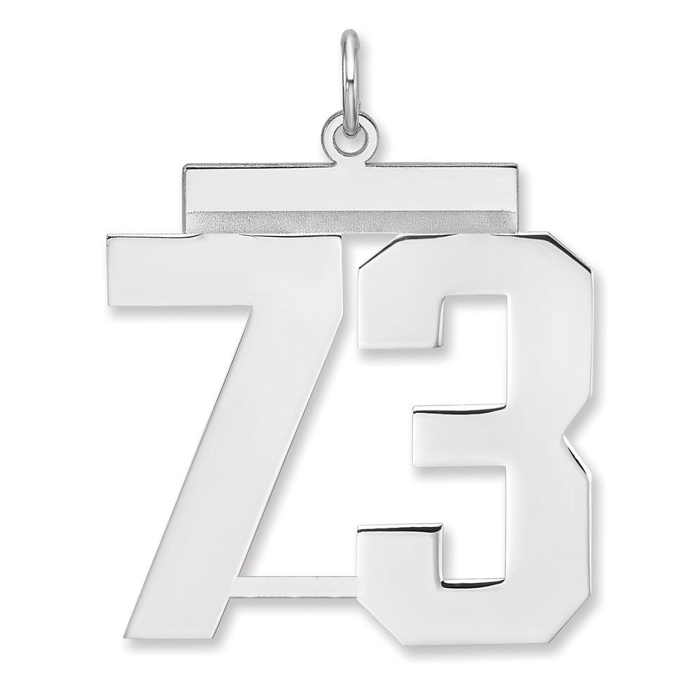 Sterling Silver/Rhodium-plated Polished Number 73 Charm