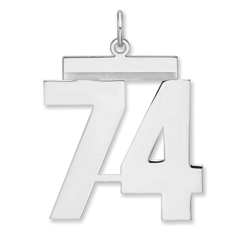 Sterling Silver/Rhodium-plated Polished Number 74 Charm