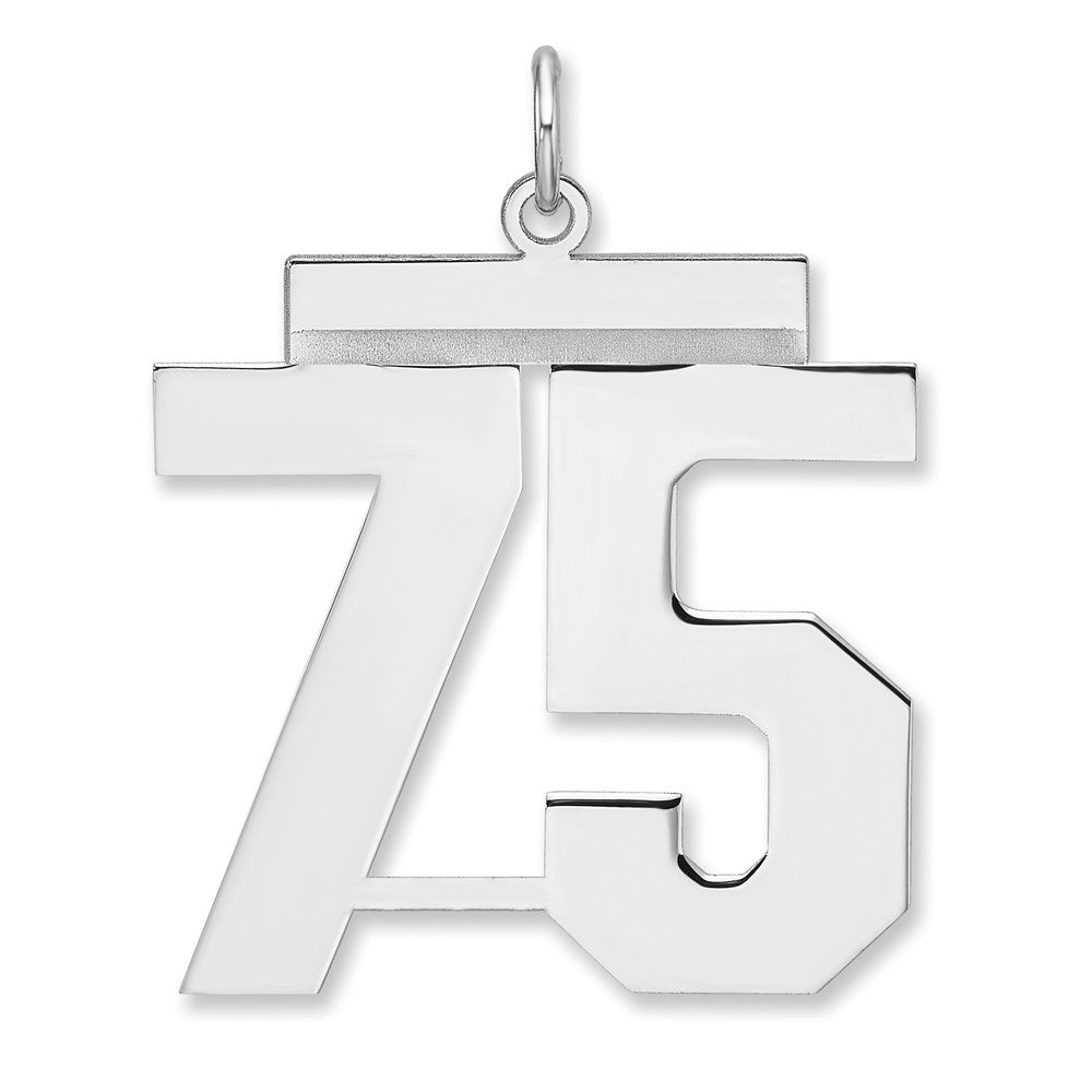 Sterling Silver/Rhodium-plated Polished Number 75 Charm
