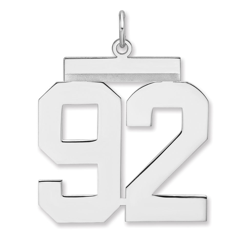 Sterling Silver/Rhodium-plated Polished Number 92 Charm