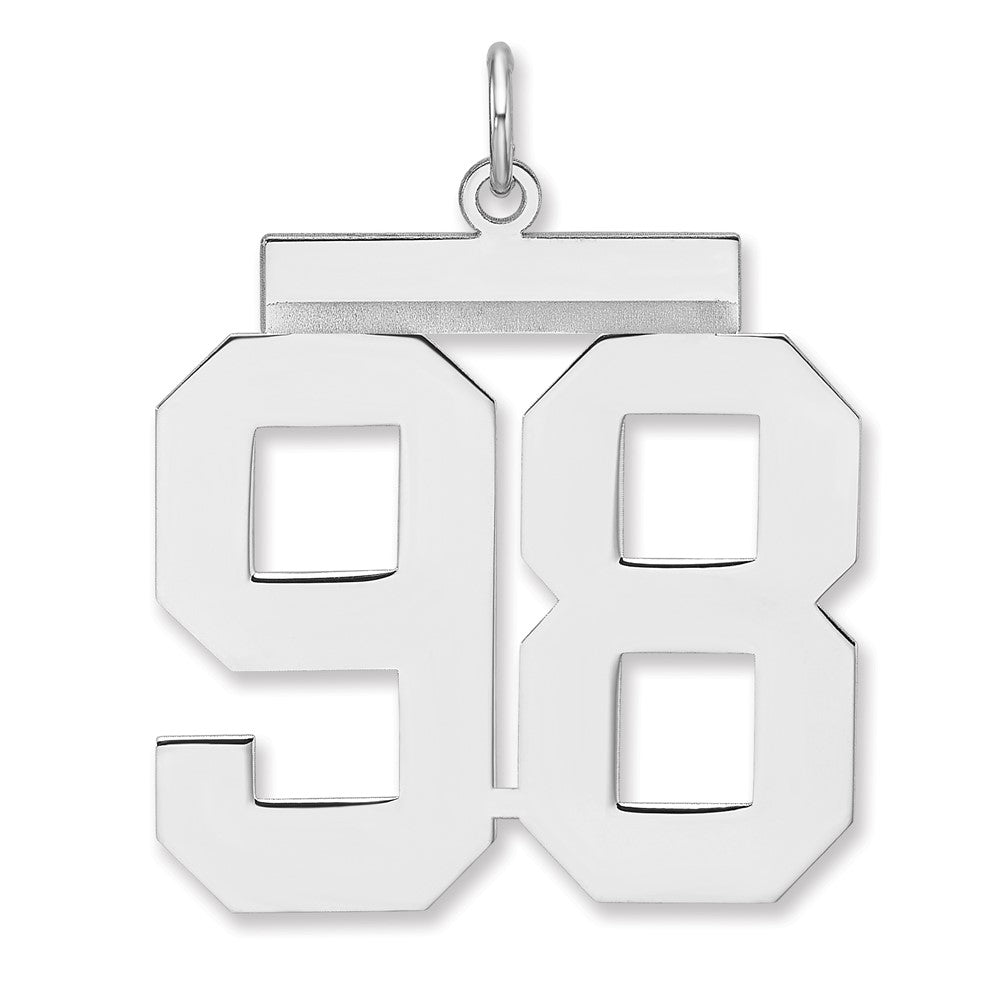Sterling Silver/Rhodium-plated Polished Number 98 Charm