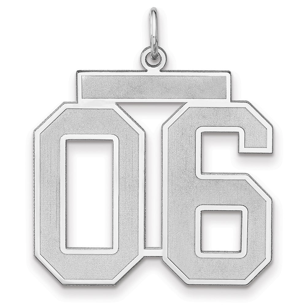 Sterling Silver/Rhodium-plated Satin Number 06 Charm