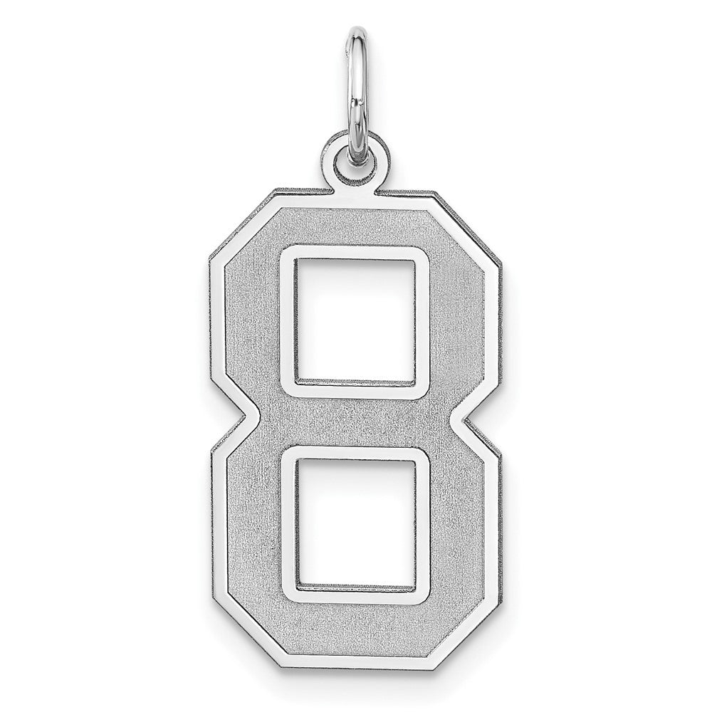 Sterling Silver/Rhodium-plated Satin Number 8 Charm