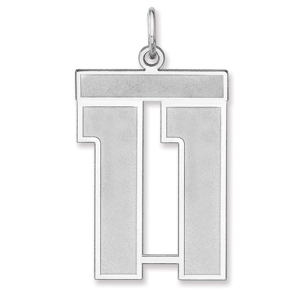 Sterling Silver/Rhodium-plated Satin Number 11 Charm