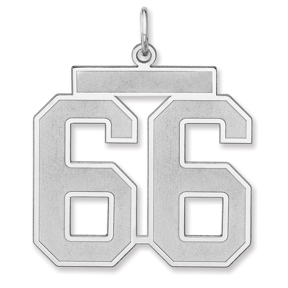 Sterling Silver/Rhodium-plated Satin Number 66 Charm