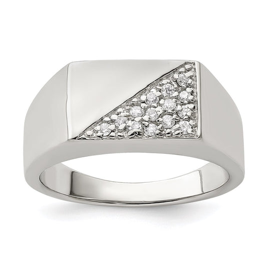Sterling Silver Rhodium-plated Men's CZ Ring