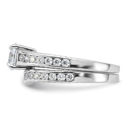 Sterling Silver Rhodium-plated 2-Piece CZ Size 6 Wedding Set Ring