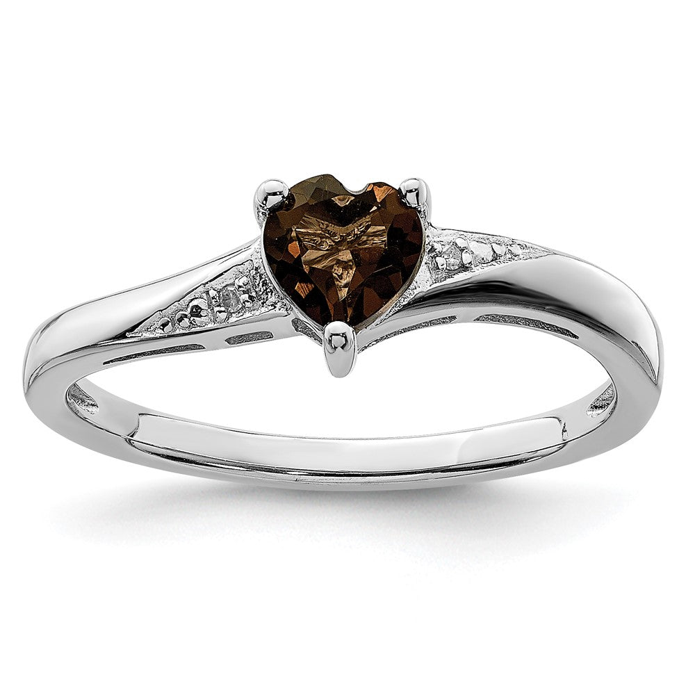 Sterling Silver Rhodium Smoky Quartz Diam. Ring