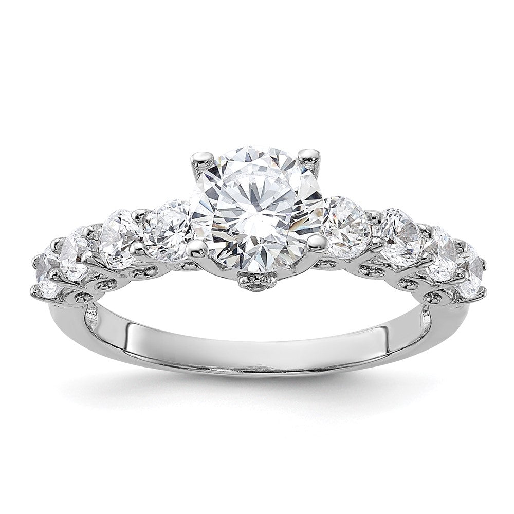 Pure Fire Sterling Silver Rhod-plated Pure Fire Polished & CZ Ring