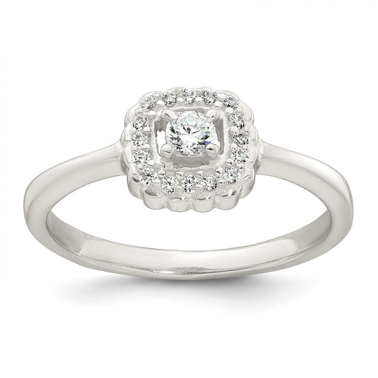 Sterling Silver Polished Halo CZ Ring