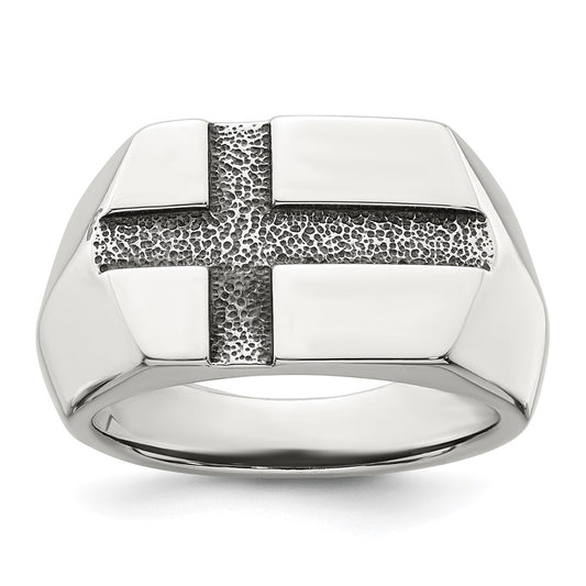 Sterling Silver Antiqued Cross Men's Ring