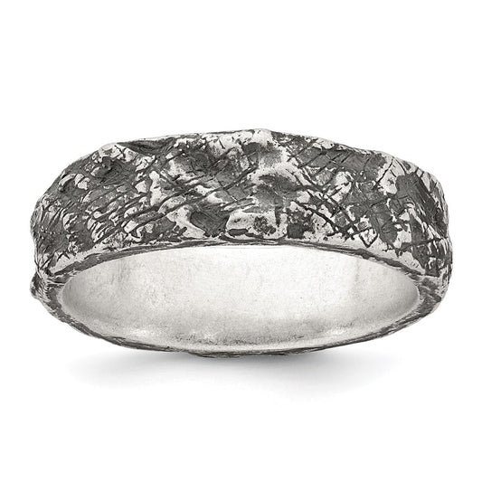 Sterling Silver Antiqued and Textured Men's Ring