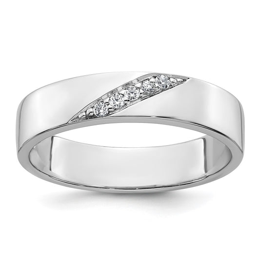 Sterling Silver Rhodium-plated Polished CZ Men's Ring