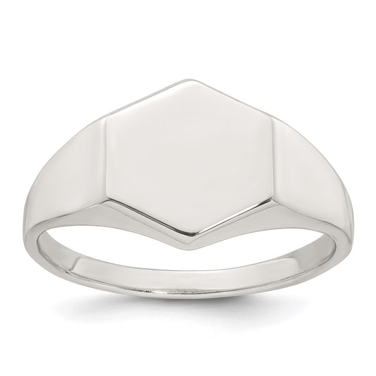 Sterling Silver Polished Hexagon Men's Signet Ring
