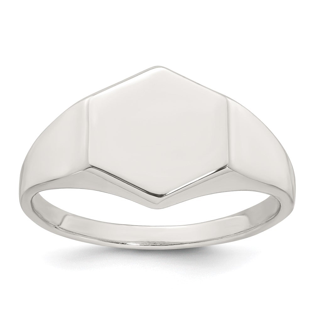 Sterling Silver Polished Hexagon Men's Signet Ring