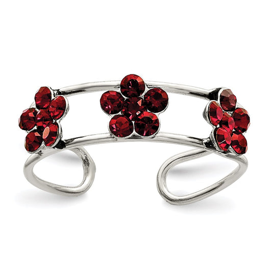 Sterling Silver Stellux™ Crystal Floral Toe Ring
