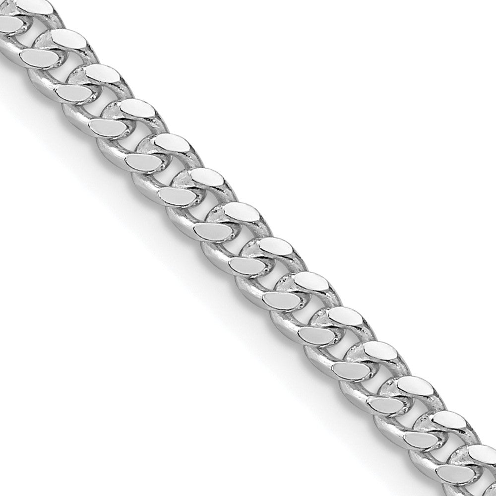 Sterling Silver Rhodium-plated 3.25mm Domed w/ Side D/C Curb Chain