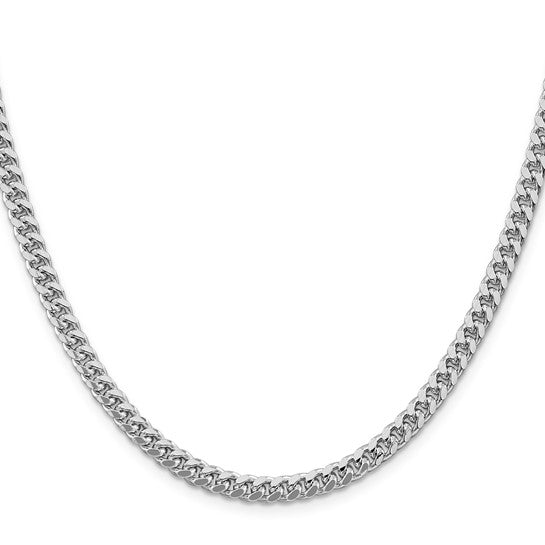 Sterling Silver Rhodium-plated 5mm Domed with Side D/C Curb Chain