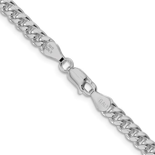 Sterling Silver Rhodium-plated 5mm Domed with Side D/C Curb Chain