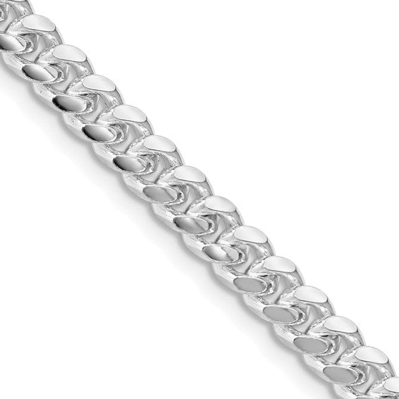 Sterling Silver Rhodium-plated 5mm Domed with Side D/C Curb Chain