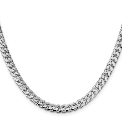 Sterling Silver Rhodium-plated 6mm Domed with Side D/C Curb Chain
