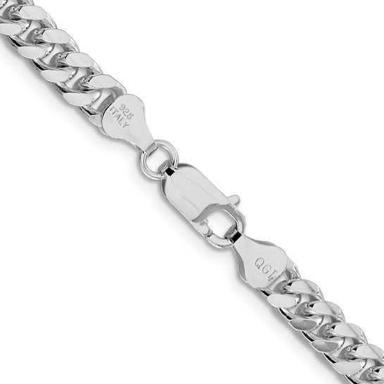 Sterling Silver Rhodium-plated 6mm Domed with Side D/C Curb Chain