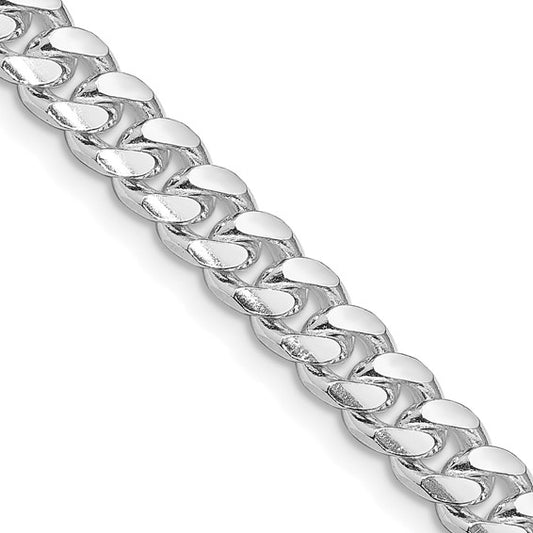 Sterling Silver Rhodium-plated 7mm Domed with Side D/C Curb Chain