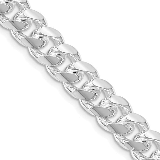 Sterling Silver Rhodium-plated 8.5mm Domed with Side D/C Curb Chain