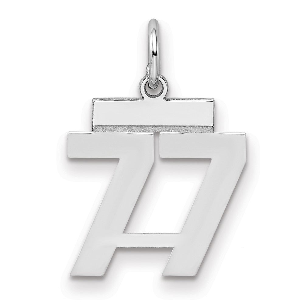 Sterling Silver/Rhodium-plated Polished Number 77 Charm