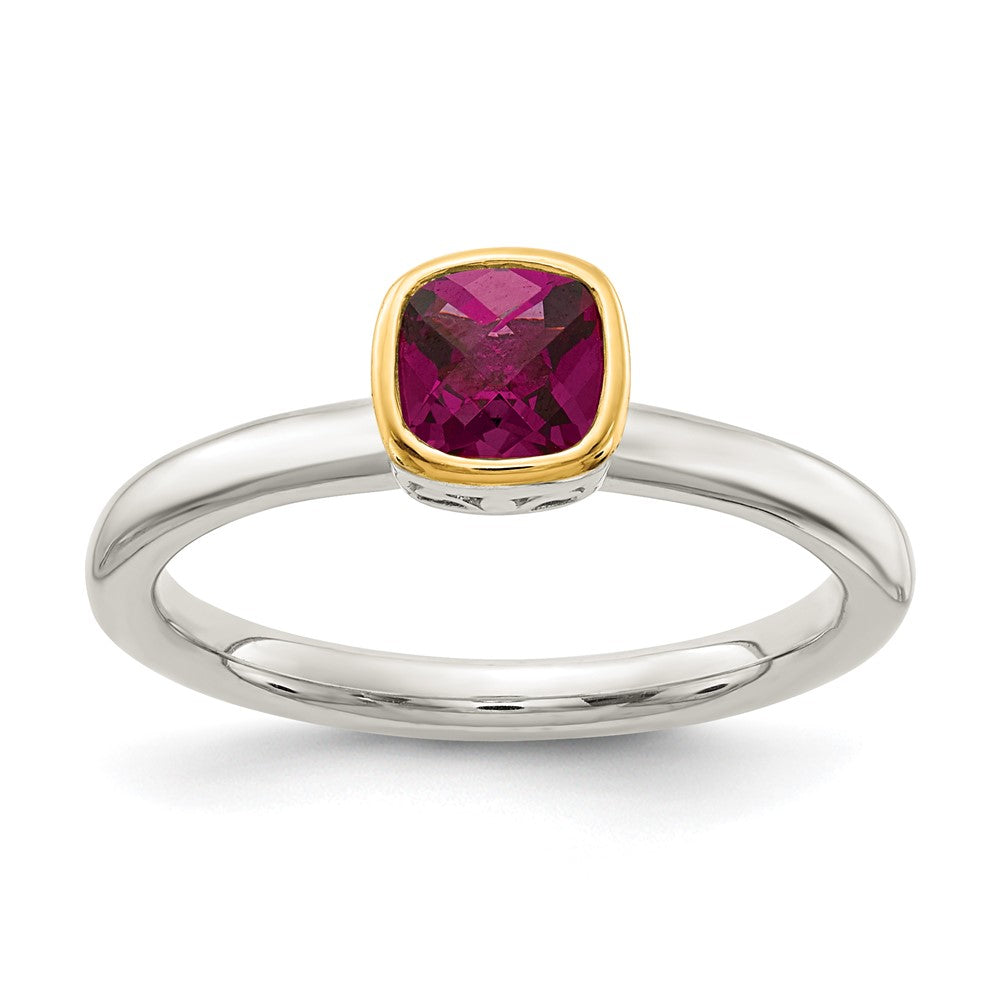 Sterling Silver Rhodium-plated w/ 14K Accent Rhodolite Garnet Ring