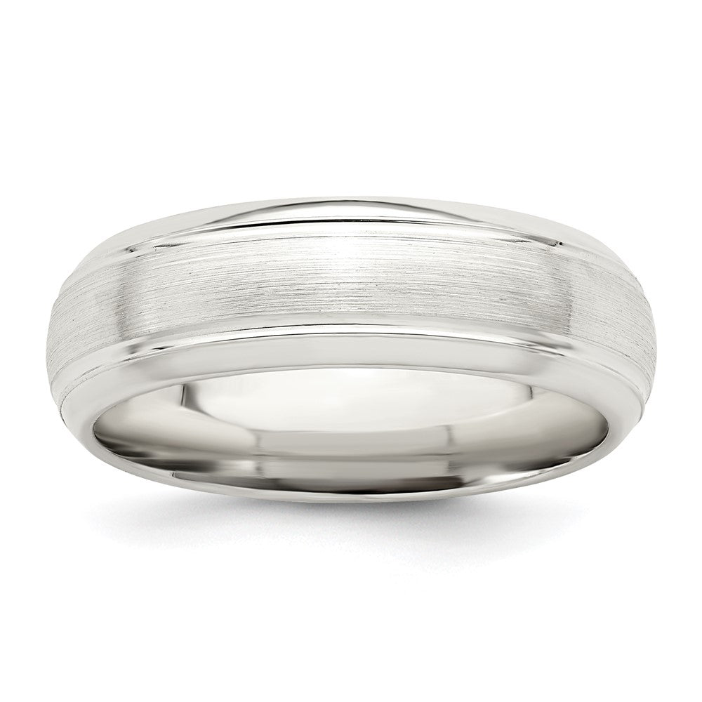 Sterling Silver 6mm Brushed Grooved Band Size 11.5