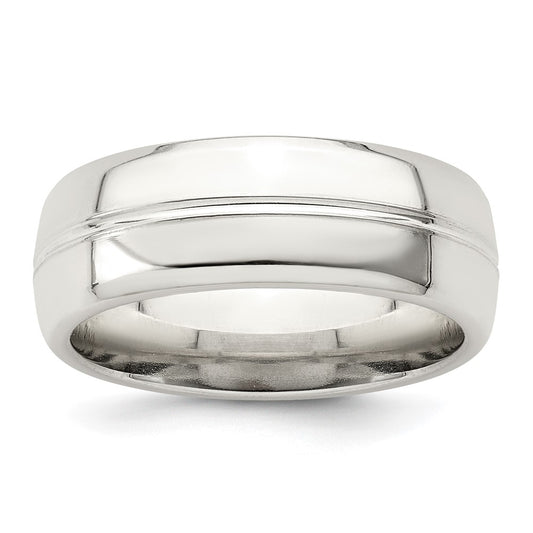 Sterling Silver 7mm Polished Fancy Band Size 11.5