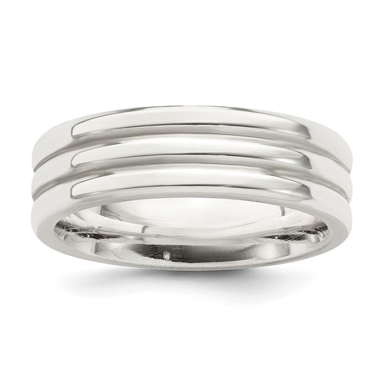 Sterling Silver 6mm Polished Fancy Band Size 9