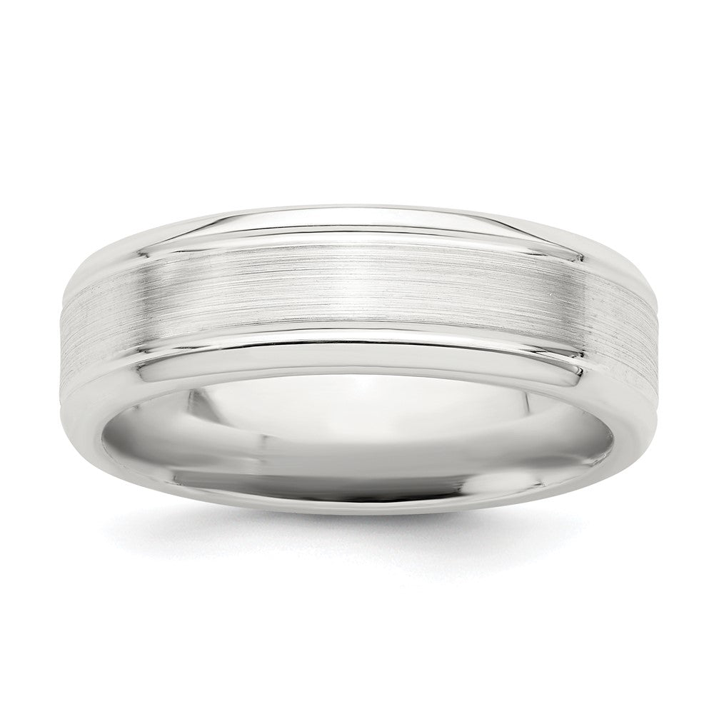 Sterling Silver 6mm Brushed Grooved Band Size 10