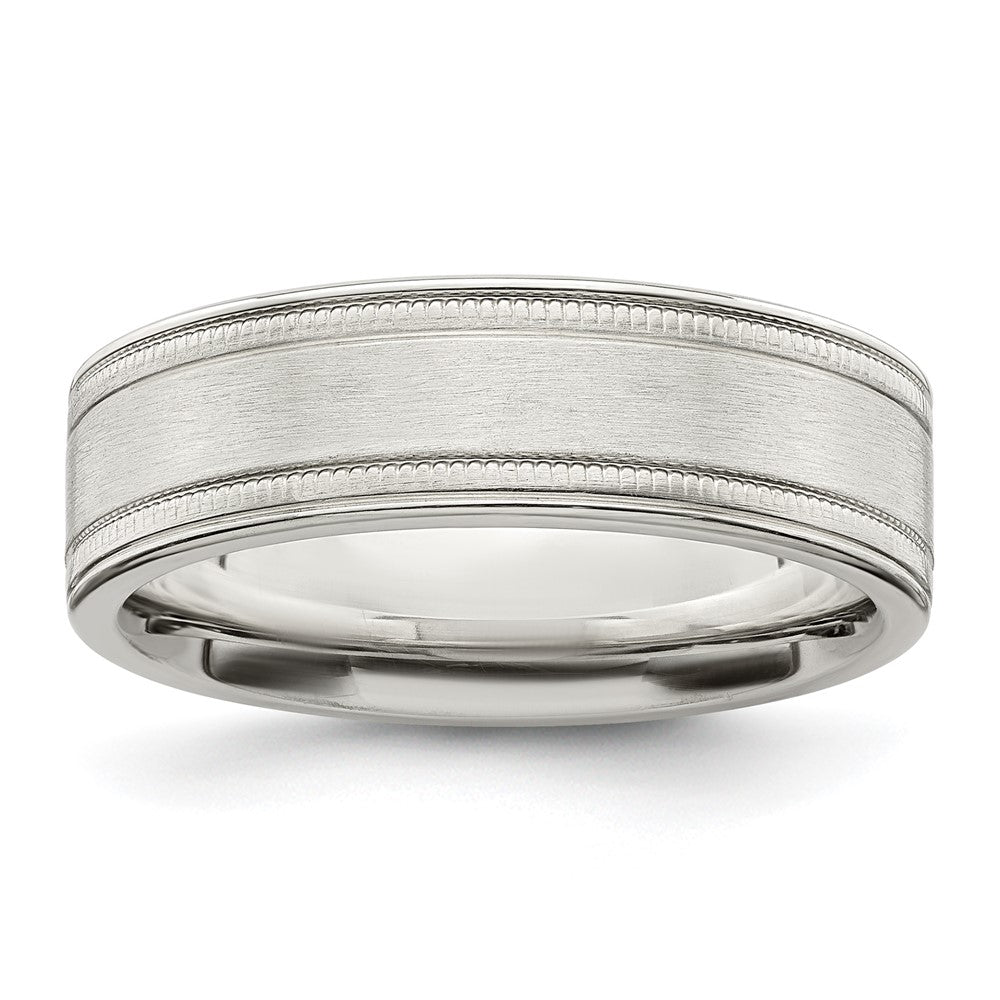 Sterling Silver 6mm Brushed Grooved Band Size 12