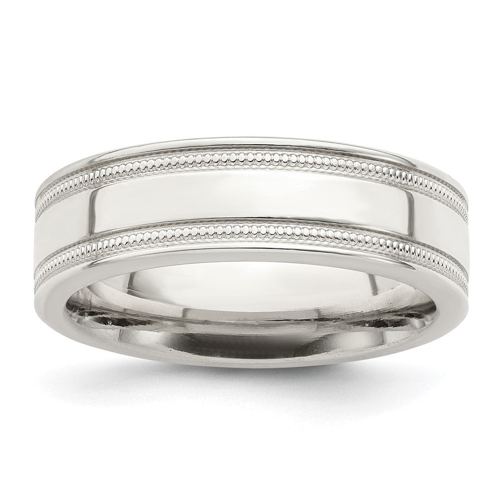 Sterling Silver 6mm Polished Grooved Band Size 10