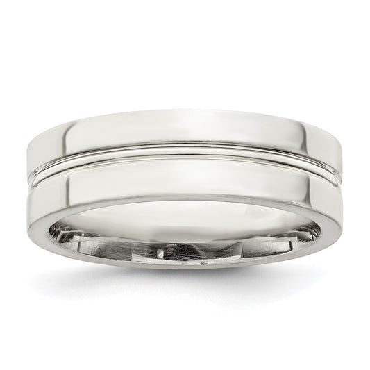 Sterling Silver 6mm Polished Fancy Band Size 11